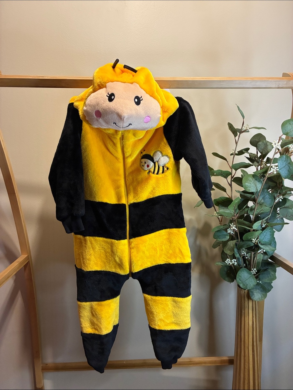Yellow & Black Bee One-Piece Kids Costume Jumper